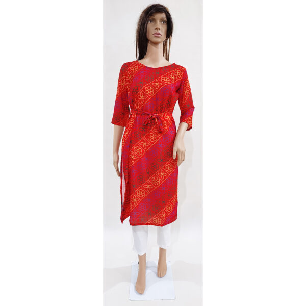 Women Kurta Inbuilt Fabric Belt Design 39 - Image 2