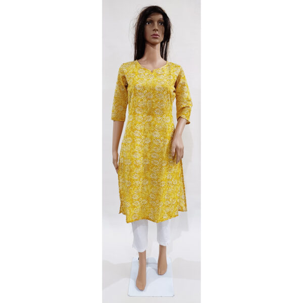 Women Cotton Kurta Gold Foil Design 43 - Image 2