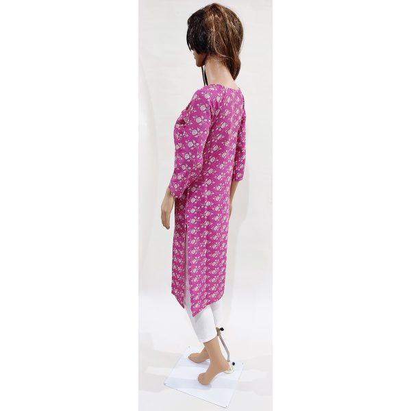 Women Cotton Kurta Inbuilt Padded Breast Cover Design 9 - Image 3