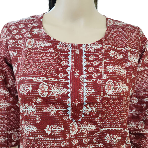 Women Cotton Kurta Kantha Design 98 - Image 3